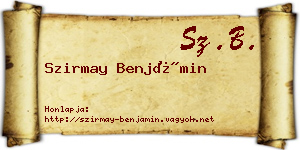 Szirmay Benjámin névjegykártya